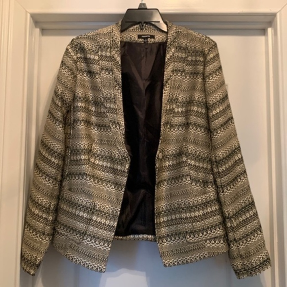 Premise Women's Winter Soiree Gold Black Woven Blazer